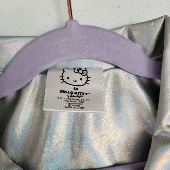 Sanrio Hello Kitty Girls Metallic Silver Moto Jacket & Pants Outfit Set Size 6 - Picture 12 of 13